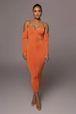 JLUXLABEL ORANGE ALL EYES ON YOU DRESS