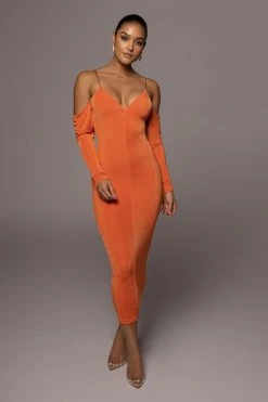 JLUXLABEL ORANGE ALL EYES ON YOU DRESS