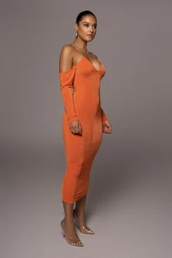 JLUXLABEL ORANGE ALL EYES ON YOU DRESS