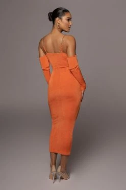 JLUXLABEL ORANGE ALL EYES ON YOU DRESS