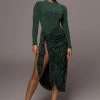 JLUXLABEL GREEN/BLACK UNTAMED SLIT DRESS DRESSES 2 JLUXLABEL GREEN/BLACK UNTAMED SLIT DRESS DRESSES