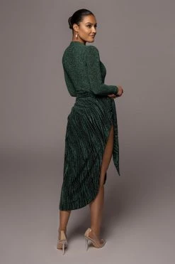 JLUXLABEL GREEN/BLACK UNTAMED SLIT DRESS DRESSES