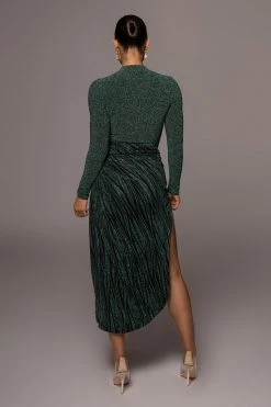 JLUXLABEL GREEN/BLACK UNTAMED SLIT DRESS DRESSES