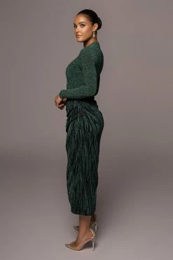 JLUXLABEL GREEN/BLACK UNTAMED SLIT DRESS DRESSES