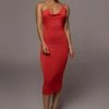 JLUXLABEL RED MODERN MUSE MIDI DRESS GETAWAY WEAR