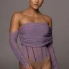 JLUXLABEL TOPS PURPLE SHEER PERFECTION BODYSUIT