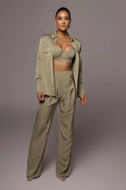 JLUXLABEL BOTTOMS OLIVE CANDICE TROUSERS 20 JLUXLABEL BOTTOMS OLIVE CANDICE TROUSERS
