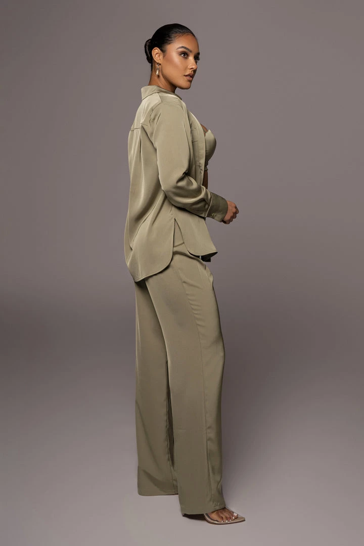 JLUXLABEL BOTTOMS OLIVE CANDICE TROUSERS 12 JLUXLABEL BOTTOMS OLIVE CANDICE TROUSERS