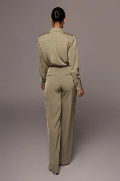 JLUXLABEL TOPS OLIVE MISTY BUTTON UP