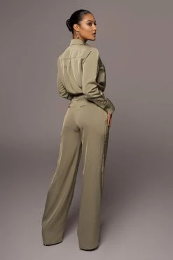 JLUXLABEL TOPS OLIVE MISTY BUTTON UP