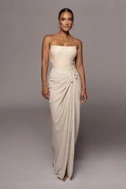 JLUXLABEL NATURAL NOELIA LINEN SLIT SKIRT NEW ARRIVALS