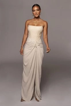 JLUXLABEL NATURAL NOELIA LINEN SLIT SKIRT NEW ARRIVALS