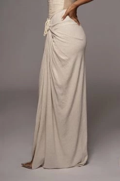 JLUXLABEL NATURAL NOELIA LINEN SLIT SKIRT NEW ARRIVALS