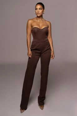 JLUXLABEL CHOCOLATE PALOMA TAILORED TROUSERS