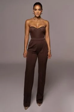 JLUXLABEL CHOCOLATE PALOMA TAILORED TROUSERS