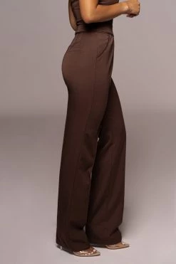JLUXLABEL CHOCOLATE PALOMA TAILORED TROUSERS