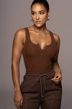 JLUXLABEL CHOCOLATE BUTTONED RIBBED TANK TOPS 11 JLUXLABEL CHOCOLATE BUTTONED RIBBED TANK TOPS