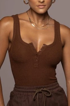 JLUXLABEL CHOCOLATE BUTTONED RIBBED TANK TOPS 10 JLUXLABEL CHOCOLATE BUTTONED RIBBED TANK TOPS