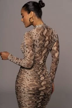 JLUXLABEL SNAKESKIN BOA MOCK NECK SHEER DRESS 28 JLUXLABEL SNAKESKIN BOA MOCK NECK SHEER DRESS