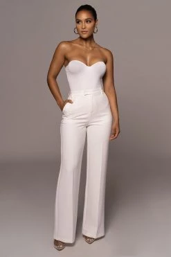 JLUXLABEL WHITE DOLLY TAILORED TROUSERS NEW ARRIVALS