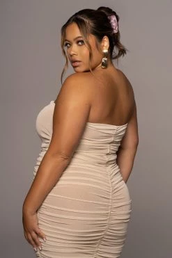 JLUXLABEL BUTTERCREAM/SILVER CELESTIA MIDI DRESS