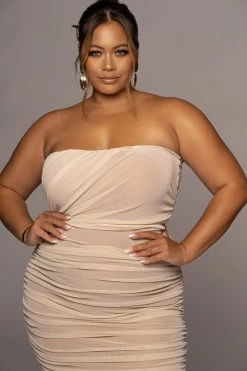 JLUXLABEL BUTTERCREAM/SILVER CELESTIA MIDI DRESS