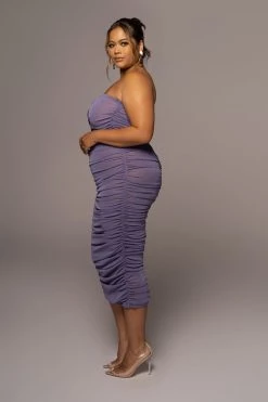 JLUXLABEL PURPLE/SILVER CELESTIA MIDI DRESS NEW ARRIVALS