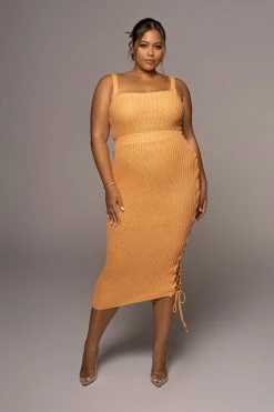 JLUXLABEL NEW ARRIVALS Apricot Bare It All Skirt Set