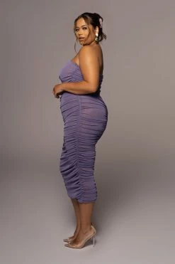 JLUXLABEL PURPLE/SILVER CELESTIA MIDI DRESS NEW ARRIVALS