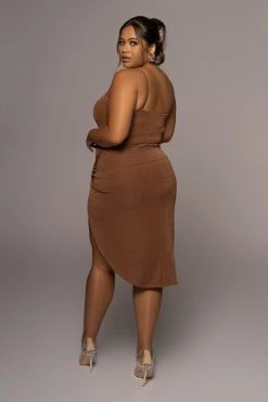 JLUXLABEL CHOCOLATE NEW FLAME SLINKY SKIRT SET