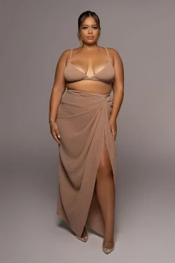 JLUXLABEL BEIGE ATHENA DRAPED SKIRT NEW ARRIVALS