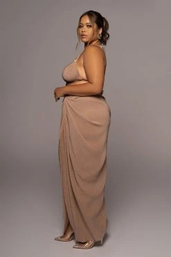 JLUXLABEL BEIGE ATHENA DRAPED SKIRT NEW ARRIVALS