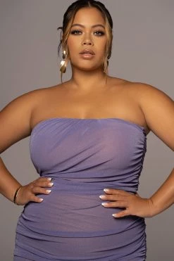 JLUXLABEL PURPLE/SILVER CELESTIA MIDI DRESS NEW ARRIVALS