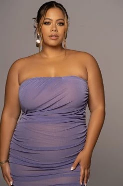 JLUXLABEL PURPLE/SILVER CELESTIA MIDI DRESS NEW ARRIVALS