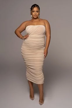 JLUXLABEL BUTTERCREAM/SILVER CELESTIA MIDI DRESS