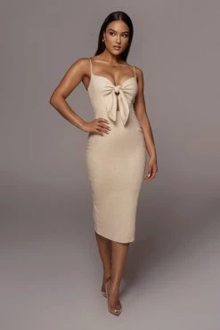 JLUXLABEL NEW ARRIVALS NATURAL DOLORES LINEN DRESS