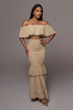 JLUXLABEL BEIGE SIENNA RUFFLED SKIRT SET NEW ARRIVALS 15 JLUXLABEL BEIGE SIENNA RUFFLED SKIRT SET NEW ARRIVALS