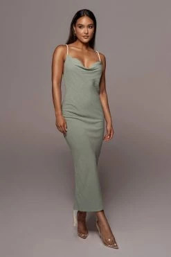 JLUXLABEL NEW ARRIVALS SAGE BAHARI RUCHED LINEN DRESS