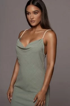 JLUXLABEL NEW ARRIVALS SAGE BAHARI RUCHED LINEN DRESS