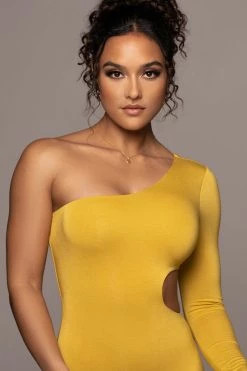 JLUXLABEL NEW ARRIVALS YELLOW JULIA MIDI DRESS