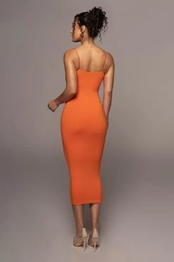 JLUXLABEL ORANGE COLETTE MIDI DRESS NEW ARRIVALS
