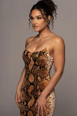 JLUXLABEL NEW ARRIVALS COBRA ROSLYN DIAGONAL STRAP DRESS