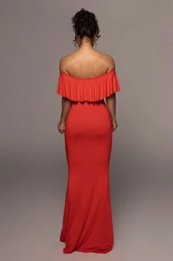 JLUXLABEL RED ESTELLE RUFFLED MAXI DRESS
