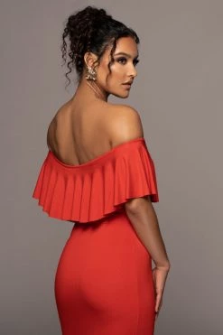 JLUXLABEL RED ESTELLE RUFFLED MAXI DRESS