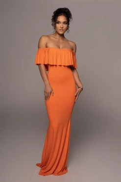 JLUXLABEL TANGERINE ESTELLE RUFFLED MAXI DRESS