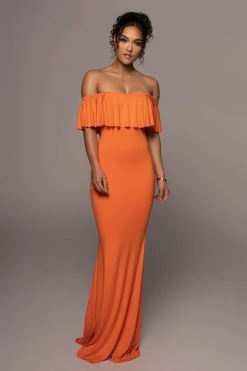 JLUXLABEL TANGERINE ESTELLE RUFFLED MAXI DRESS