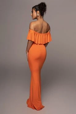 JLUXLABEL TANGERINE ESTELLE RUFFLED MAXI DRESS