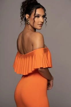 JLUXLABEL TANGERINE ESTELLE RUFFLED MAXI DRESS