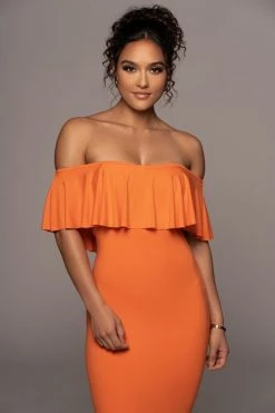 JLUXLABEL TANGERINE ESTELLE RUFFLED MAXI DRESS