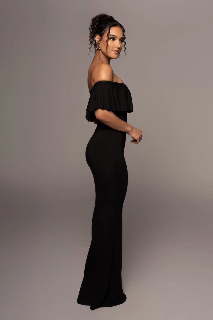 JLUXLABEL NEW ARRIVALS BLACK ESTELLE RUFFLED MAXI DRESS 6 JLUXLABEL NEW ARRIVALS BLACK ESTELLE RUFFLED MAXI DRESS